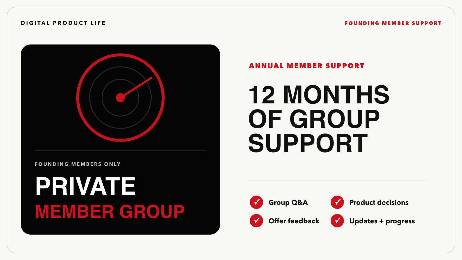 Private Skool member group with twelve months of active membership access and support.